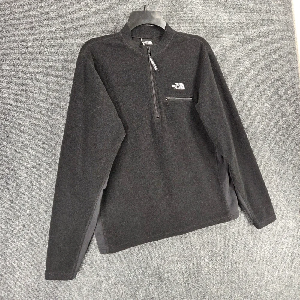 The North Face Quarter Zip Fleece Pullover‎ Medium Black Pocket Casual Outdoor